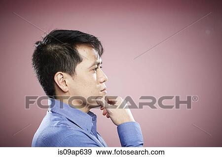 "Portrait of mid adult man, hand on chin" View Large Photo Image Stock Photo - "Portrait of mid adult man, hand on chin". Fotosearch