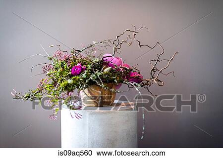 Still life of flower arrangement on plinth View Large Photo Image Stock Image - Still life of flower arrangement on plinth. Fotosearch