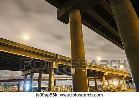 Stock Image - "View from under bridge, Seattle, Washington, USA". Fotosearch