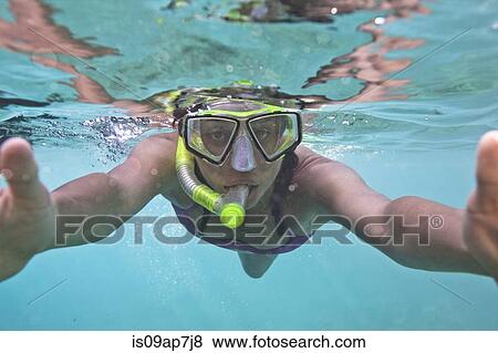 Woman snorkelling View Large Photo Image Stock Photo - Woman snorkelling. Fotosearch