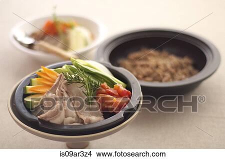 Asian food in steamer lid View Large Photo Image Picture - Asian food in steamer lid. Fotosearch