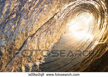 Stock Photo - "Barrelling wave, close-up, Hawaii". Fotosearch