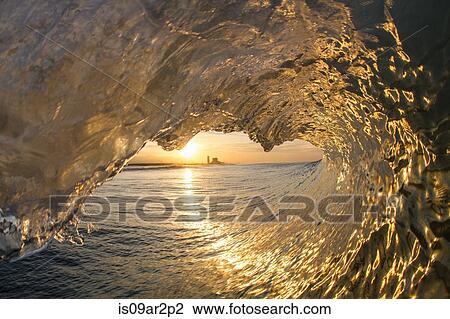 Stock Image - "Barrelling wave, Hawaii, USA". Fotosearch