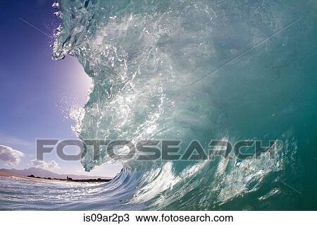Stock Image - "Barrelling wave, Hawaii, USA". Fotosearch