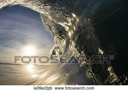 Stock Image - "Barrelling wave, Hawaii, USA". Fotosearch