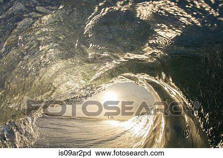 Stock Image - "Barrelling wave, Hawaii, USA". Fotosearch