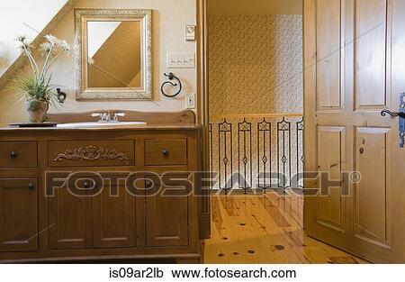 Bathroom with sink unit and mirror View Large Photo Image Stock Image - Bathroom with sink unit and mirror. Fotosearch