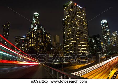 "Downtown Los Angeles, long exposure, California, USA" View Large Photo Image Stock Photo - "Downtown Los Angeles, long exposure, California, USA". Fotosearch