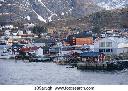 Stock Image - "Fishing village of Reine, Lofoten, Norway". Fotosearch