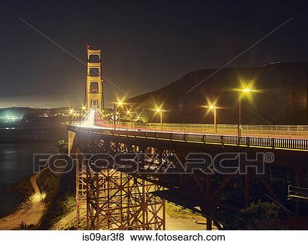 "Golden Gate Bridge at night, San Francisco, California, USA" View Large Photo Image Stock Photo - "Golden Gate Bridge at night, San Francisco, California, USA". Fotosearch