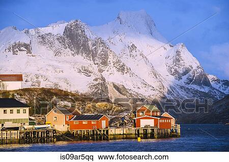 "Houses in the fishing village of Reine, Lofoten, Norway" View Large Photo Image Stock Photography - "Houses in the fishing village of Reine, Lofoten, Norway". Fotosearch