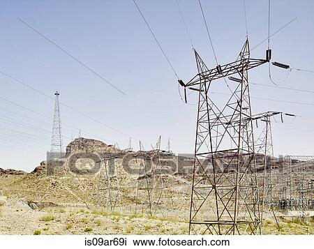 "Landscape view of electrical towers at Hoover Dam, Nevada, USA" View Large Photo Image Stock Image - "Landscape view of electrical towers at Hoover Dam, Nevada, USA". Fotosearch