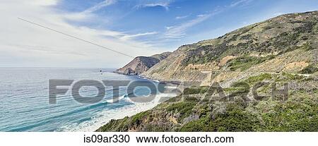 "Panoramic view of coastline and sea, Big Sur, California, USA" View Large Photo Image Stock Image - "Panoramic view of coastline and sea, Big Sur, California, USA". Fotosearch