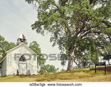 Stock Image - "Saint Francis Xavier Catholic church, Chinese Camp, California, USA". Fotosearch
