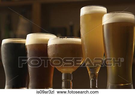 Selection of beers in glasses View Large Photo Image Stock Image - Selection of beers in glasses. Fotosearch