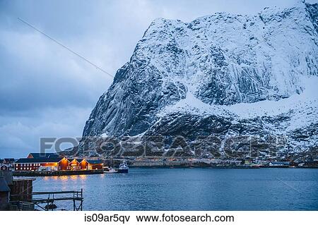 "Snowcapped mountains, Reine, Lofoten, Norway" View Large Photo Image Stock Photo - "Snowcapped mountains, Reine, Lofoten, Norway". Fotosearch