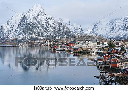Stock Image - "The fishing village of Reine, Lofoten, Norway". Fotosearch