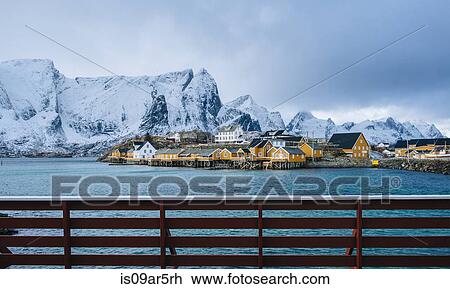 Stock Image - "The fishing village of Reine, Lofoten, Norway". Fotosearch