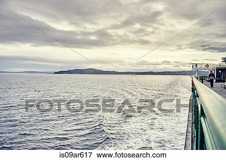 Stock Photo - "View of Bainbridge Island from ferry, Seattle, Washington State, USA". Fotosearch