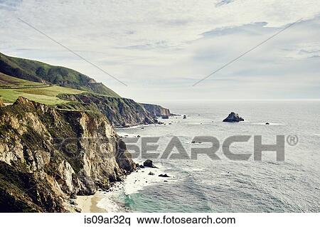 Stock Photography - "View of coastline cliffs and sea, Big Sur, California, USA". Fotosearch
