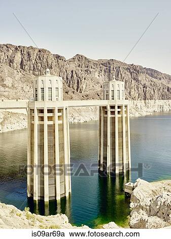 "View of water towers at Hoover Dam, Nevada, USA" View Large Photo Image Stock Image - "View of water towers at Hoover Dam, Nevada, USA". Fotosearch