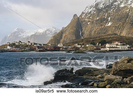 "Waves and rocks on coastline, Reine, Lofoten, Norway" View Large Photo Image Stock Photography - "Waves and rocks on coastline, Reine, Lofoten, Norway". Fotosearch