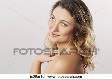 Young woman with bare shoulders View Large Photo Image Stock Image - Young woman with bare shoulders. Fotosearch