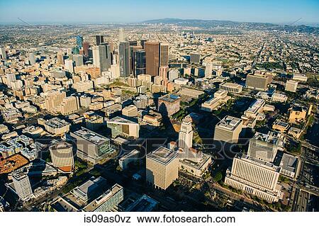 Stock Photo - Aerial view of city and skyscrapers, Los Angeles, California, USA. Fotosearch