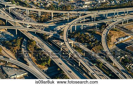 Aerial view of flyovers and highways, Los Angeles, California, USA View Large Photo Image Stock Image - Aerial view of flyovers and highways, Los Angeles, California, USA. Fotosearch