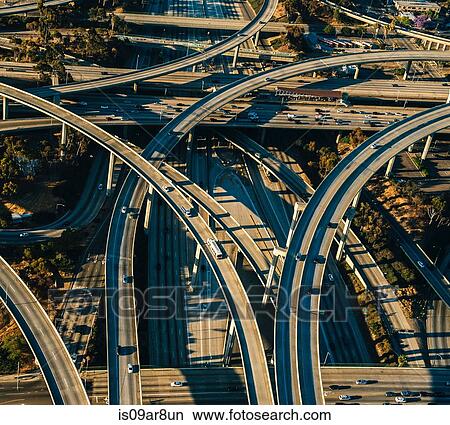 Aerial view of flyovers and multi lane highways, Los Angeles, California, USA View Large Photo Image Picture - Aerial view of flyovers and multi lane highways, Los Angeles, California, USA. Fotosearch