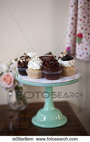 Allergy-friendly cupcakes on cakestand View Large Photo Image Picture - Allergy-friendly cupcakes on cakestand. Fotosearch