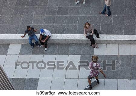 High angle view of people using urban area View Large Photo Image Stock Photography - High angle view of people using urban area. Fotosearch