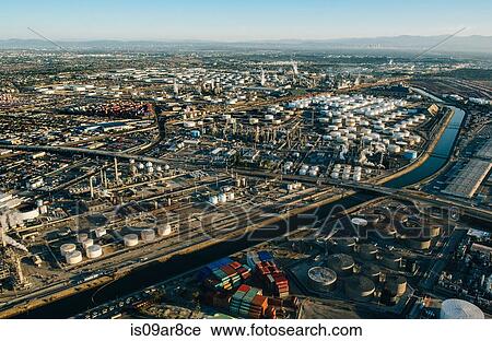 Oil refinery, elevated view, Los Angeles, CA, USA View Large Photo Image Stock Image - Oil refinery, elevated view, Los Angeles, CA, USA. Fotosearch
