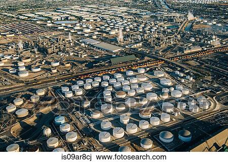 Oil refinery, elevated view, Los Angeles, CA, USA View Large Photo Image Stock Image - Oil refinery, elevated view, Los Angeles, CA, USA. Fotosearch