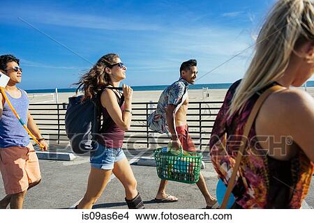 Group of friends, walking towards beach View Large Photo Image Picture - Group of friends, walking towards beach. Fotosearch