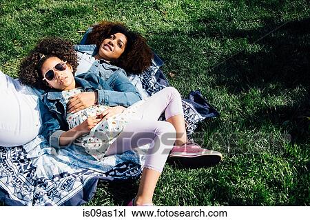 High angle view of daughter leaning against mother lying on back View Large Photo Image Stock Image - High angle view of daughter leaning against mother lying on back. Fotosearch