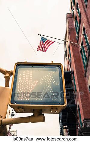 Low angle view of don't walk pedestrian sign, Manhattan, New York, USA View Large Photo Image Stock Image - Low angle view of don't walk pedestrian sign, Manhattan, New York, USA. Fotosearch