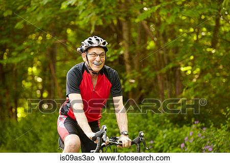 Picture - Senior man on bicycle. Fotosearch