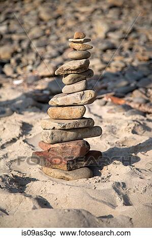 Stone stack on beach View Large Photo Image Stock Image - Stone stack on beach. Fotosearch