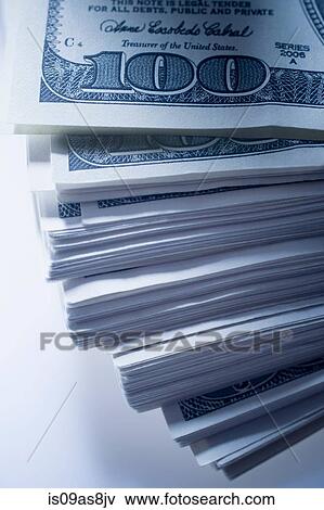 Cropped view of stack of outspread one hundred bills View Large Photo Image Stock Photo - Cropped view of stack of outspread one hundred bills. Fotosearch