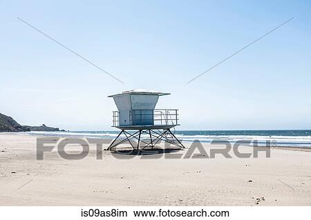 Lifeguard tower on beach, Mendocino County, California, USA View Large Photo Image Picture - Lifeguard tower on beach, Mendocino County, California, USA. Fotosearch
