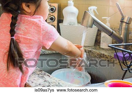 Young girl washing hands under tap View Large Photo Image Stock Photograph - Young girl washing hands under tap. Fotosearch
