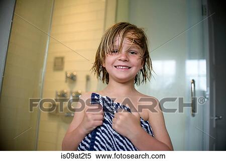 Boy after shower View Large Photo Image Stock Photography - Boy after shower. Fotosearch