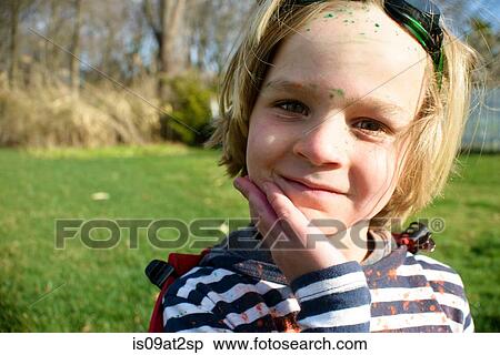 Stock Photography - Boy in superhero goggles. Fotosearch