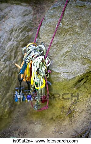 Picture - "Rock climbing equipment, French's Dome, Zig Zag, Oregon, USA". Fotosearch