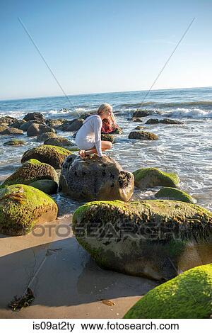 "Woman enjoying beach, El Capitan, California, USA" View Large Photo Image Stock Photo - "Woman enjoying beach, El Capitan, California, USA". Fotosearch