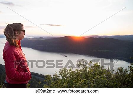 "Woman enjoying view on hill, Angel's Rest, Columbia River Gorge, Oregon, USA" View Large Photo Image Stock Image - "Woman enjoying view on hill, Angel's Rest, Columbia River Gorge, Oregon, USA". Fotosearch