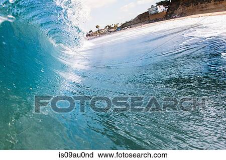 Stock Image - Rolling ocean wave, Encinitas, California, USA. Fotosearch