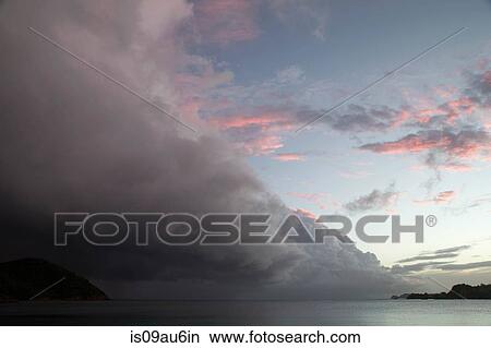 Picture - Dramatic storm cloud approaching coastline, St. Thomas, US Virgin Islands. Fotosearch
