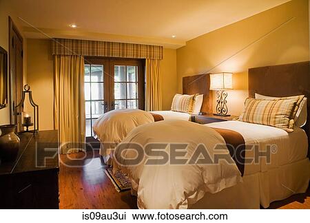 Guest bedroom with single beds, Quebec, Canada View Large Photo Image Stock Image - Guest bedroom with single beds, Quebec, Canada. Fotosearch